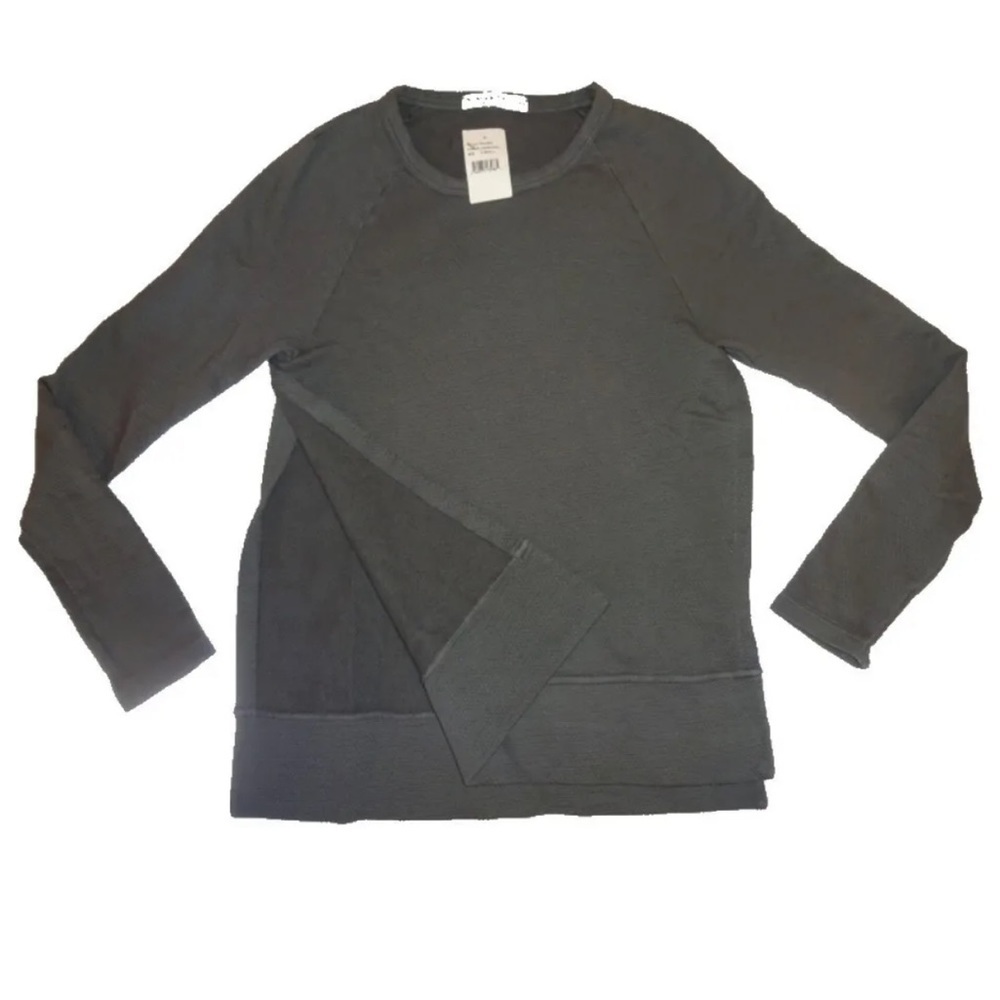 Stateside Tee XSmall Gray Side Slit Raglan Crew Neck 100% Cotton Textured NWT
